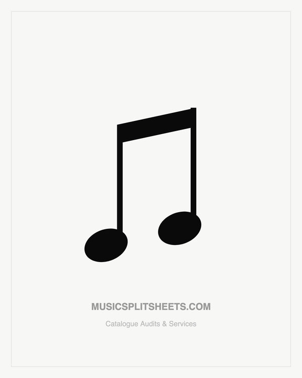 Music note icon representing the musicsplitsheets.com Manager and Label Catalogue Audit service